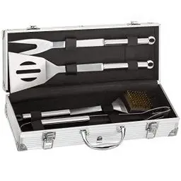 Produktbild: Dimono® Edelstahl Profi Grillbesteck-Set 5-teilig Grill-Koffer BBQ Grillkoffer Besteck Zubehör fürs Grillen und Kochen mit Grillbürste Grillzange Grillspieß und Wender