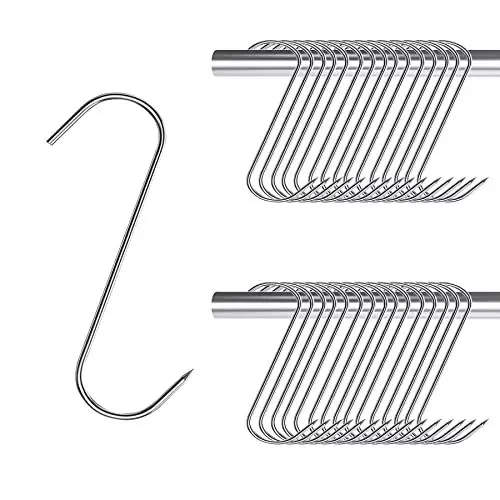 Produktbild: DINGFENG Fleischerhaken, 30 Stück Edelstahl Fleischhaken 13cm S-Haken, Küchenhaken Räucherhaken Groß Metallhaken Haken zum Einhängen, Aufhängehaken Für Küche Geschäft Geschäft