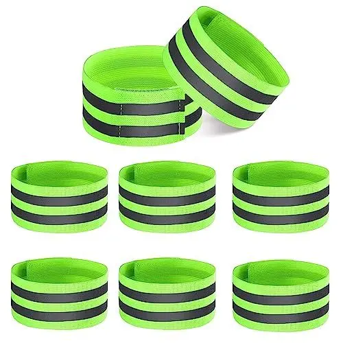 Produktbild: DINGFENG 8 Stück Reflektierende Bänder, Gut Sichtbar Reflektierend Armbänder, Doppel Reflektorbänder Elastisch, Reflektierendes Sicherheitsarmband, Doppel Reflektorbänder für Outdoor Jogging