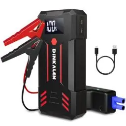Produktbild: DINKALEN 6000A Starthilfe Powerbank für Pkw, 12V Booster Auto Starthilfe(Alle Benzin und Bis Zu 8L-Diesel), Starter Powerbank mit Starthilfekabel, Jump Starter mit LED, Autobatterie Booster für SUV