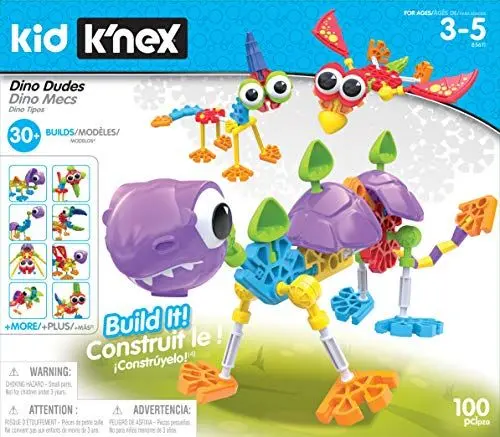 Produktbild: Dino Dudes-Baukasten, Kid K'NEX, Basic Fun, 85611, Bastelset für Kinder mit 100 Teilen, lustiges Konstruktionsspielzeug für Jungen und Mädchen, Dinosaurier-Spielzeug für Jungen und Mädchen Ab 3 Jahren