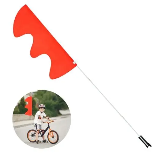 Produktbild: Dino Fahrradwimpel Sicherheitswimpel 180cm mit Stab Reflektierend Wimpelstange Verstellbare Kinderfahrradfahne Fahrrad Wimpel für Kinderfahrrad