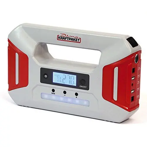 Produktbild: Dino KRAFTPAKET 12V-600A STARTHILFEGERÄT 51.2Wh 16000mAh (LiFePO4) mit Kompressor Powerbank Warnlicht Starthilfe Booster Schnellstartsystem Starthilfekabel LED-Taschenlampe