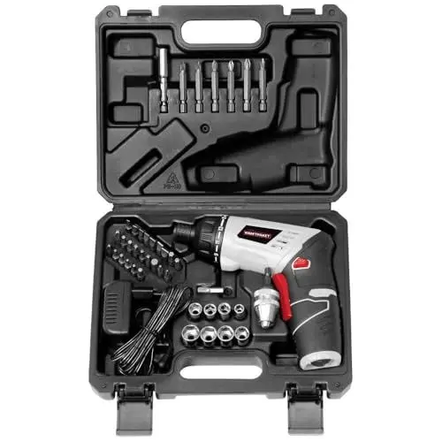 Produktbild: Dino KRAFTPAKET Mini-Akkuschrauber-Set Multiplex 3.6V 5Nm 41-TLG Komplett-Set mit Bohrfutter für als Akku-Bohrschrauber