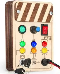 Produktbild: DINORUN Busy Board Montessori Spielzeug Baby Spielzeug Lichtschalterspielzeug Holzspielzeug Motorikspielzeug Activity Board Lernspielzeug Reisespiele Spielzeug ab 2 3 4 Jahr