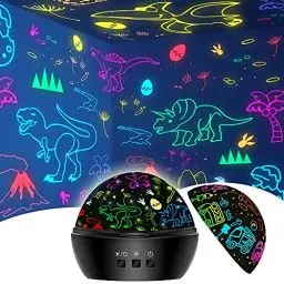 Produktbild: DQMOON Dinosaurier-Spielzeug für Jungen 3–9 Jahre, 2-in-1-Kinderspielzeug, Dekoration, Weihnachten, Nachtlicht, Dinosaurier-Projektor für Jungen 3–8 Jahre, Geburtstag 4–10 Jahre alter Junge, Weiß