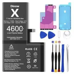 Produktbild: Dinow Akku für iPhone X,4600mAh hohe Kapazität 0 Zyklus Ersatzakku Set für X kompatibel mit Modell A1865,A1901,A1902,Lithium-Ionen-Batterie für iPhone X mit Reparaturwerkzeugen Kits
