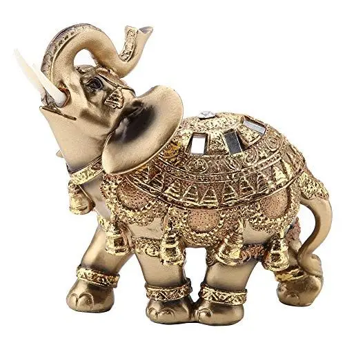 Produktbild: Dioche Elefant Ornament, Lucky Feng Shui Elefant Statue Skulptur Sammelfiguren Multi Size Haushaltsdekoration für Frauen Männer Home Office Store(Golden Tuba)