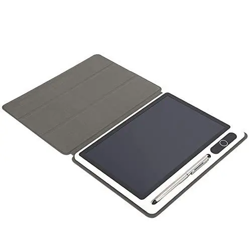 Produktbild: Dioche Elektrischer Notizblock 9 Zoll Elektronischer Notizblock LCD Zeichenblock Geschäftsbedarf Handmalwerkzeug (Schwarz (mit Kunstledertasche)) (schwarz (mit Lederetui))