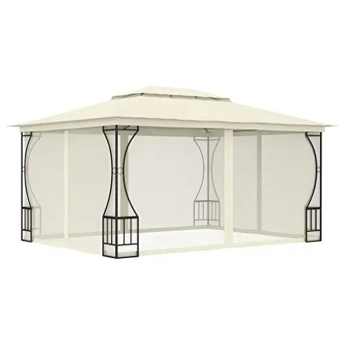 Produktbild: Dioche Gartenpavillon, Partyzelt Sonnenschutz Outdoor Metallpavillon Stabiler Stahlrahmen Rechteck Sonnenschutz Gartenpavillon 4x3m 4x3x2,7m mit Netzen für Hochzeitsfeier