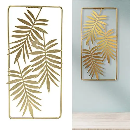 Produktbild: Dioche Gold Wanddeko Metall,Nordischer Stil Deko Skulptur Hintergrund Wand Blätter Verlässt Form Dekoration Wandbehang,für Wohnzimmer Schlafzimmer Hintergrund,29,5 x 14,5 cm
