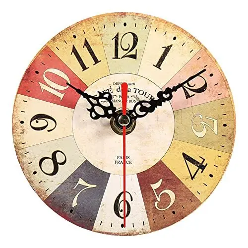 Produktbild: MDF Uhr MDF Wanduhr MDF 1Pc Künstlerisch Kreativer Europäischer Stil Runde Antik MDF Home Office Wanduhr Dekoration (28)