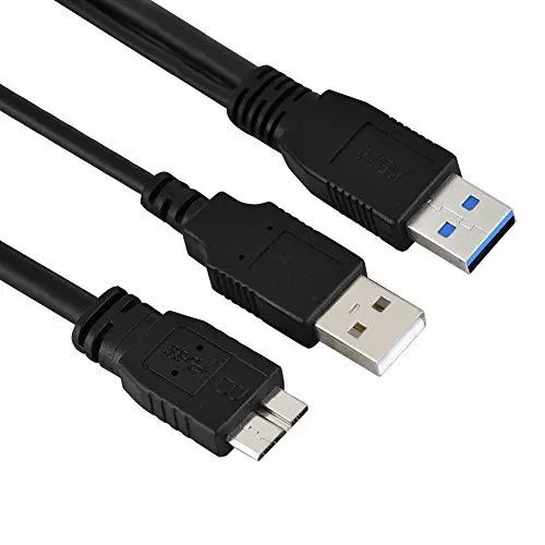 Produktbild: Dioche Micro B USB 3.0 Kabel Stecker auf Micro B Stecker Power Schwarz USB 3.0 A Stecker auf Micro B Stecker Stecker Netzteil Y Kabel für Mobile Festplatte Hdd 50Cm