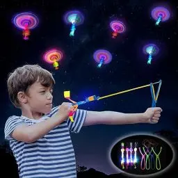 Produktbild: Dioxide 15 Stück LED-Licht-Nacht Hubschrauber Schleuder Spielzeug, Helikopter Fliegen Spielzeug, Partyspielzeug für Kinder Kindergeburtstag Gastgeschenke Partygeschenke Set Elastic Power Slingshot