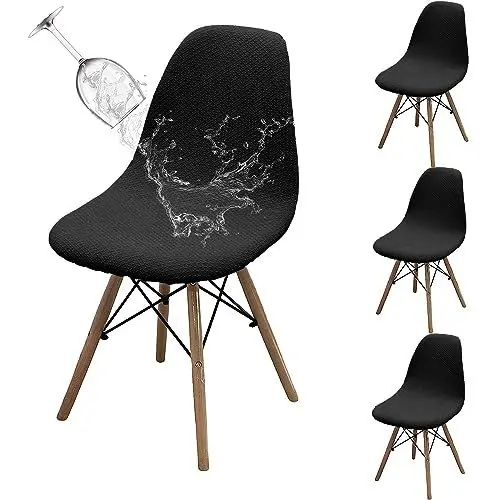 Produktbild: Dioxide Stuhlhussen 4er Set Wasserdicht Jacquard Strech Esszimmerstühle Bezug Abnehmbare Antirutsch Stuhlbezug Universal Küchenstühle Stuhlabdeckung Husse, Schwarz, SSD-HXYT4-FS-HS