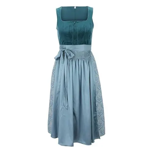 Produktbild: Dirndl Damen Rote Schürze,Dirndl Damen Reißverschluss Vorne,Dirndl Grün Dirndl Für Damen Pink Trachtenrock Damen Mittelalter Rock Damen Lang Dirndl Schürze Spitze Dirndl Damen Rote Schürze Dirndl Rot
