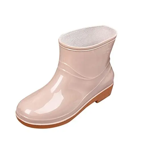 Produktbild: Dirndl Schuhe Damen Boots Stiefel MäDchen Damenstiefel wasserdichte Low-Heeled Buckle Toe Middle Shoe Round Rain Damenstiefel High Top Sneakers Herren Cowboy Stiefel Boots (Khaki, 37)