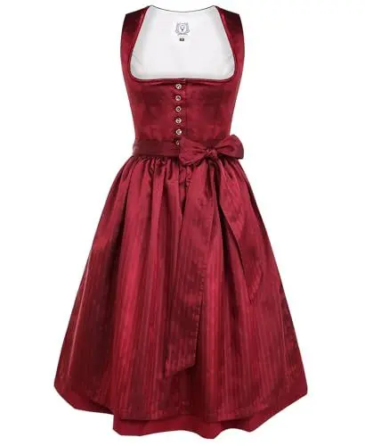 Produktbild: DIRNDLSTERN Damen Midi Rot - Trachtenkleid Damen Dirndlkleid mit Plissee Dirndlschürze für Oktoberfest 42