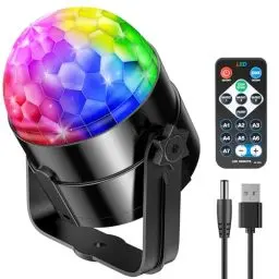 Produktbild: Discokugel, RIYO 360°Rotierende Sound Aktivierte Discolicht Partylicht mit Fernbedienung, Disco Licht für Innenraum Geburtstag Tanz Karaoke Dekoration(1 Packung)