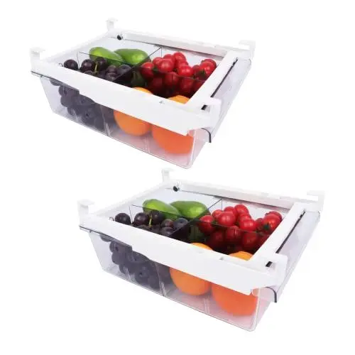 Produktbild: Diskary Kühlschrank Organizer, Schubladen Organizer Küche Aufbewahrung, Durchsichtig Drawer Organizer, Organizer für Speisekammer,Gefrierschrank,Schrank,Küchen- BPA-frei (2 Schubladen, Groß)