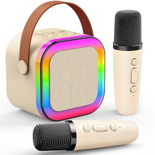 Produktbild: Dislocati Karaoke Mikrofon Kinder, Mädchen Geschenke 3-12 Jahre Mikrofon Kinder Spielzeug ab 3-12 Jahre Mädchen Karaoke Maschine Kinder Karaoke Anlage mit 2 Mikrofonen