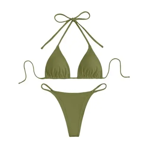 Produktbild: Dislsokrhov Bandeau Bikini Damen Push Up Zweiteilige Badeanzug Bademode BikiniBikini Damen Set Neckholder Bikinioberteil Low Rise Bademode Zweiteiliger Badeanzug Camouflage,XS
