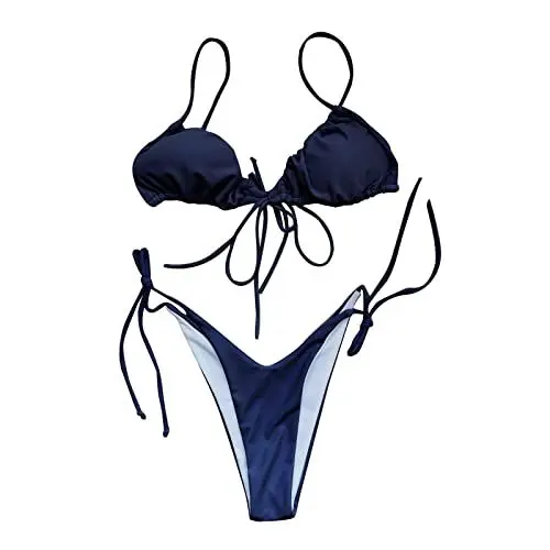 Produktbild: Dislsokrhov Damen Bikini Set Wickeloptik Lace Up Bikini Bademode Push up Badeanzug Badeanzug Beachwear Zweiteiler Mode Tankinis Mit Pads Italienische Mode Damen Damen Bikinis Bikini Push up J,S