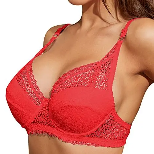 Produktbild: Dislsokrhov Damen Bustier V Ausschnitt Glitzer Korsett Sexyjazz-Lead-Tänzerin Pole Dance Bikini-BH mit Strasssteinen Zumba Kleidung Damen Punk Elastisch Verstellbarer BH E1-Rot,42C
