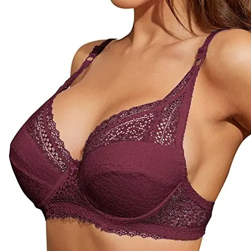 Produktbild: Dislsokrhov Damen Bustier V Ausschnitt Glitzer Korsett Sexyjazz-Lead-Tänzerin Pole Dance Bikini-BH mit Strasssteinen Zumba Kleidung Damen Punk Elastisch Verstellbarer BH E1-Wein,42C