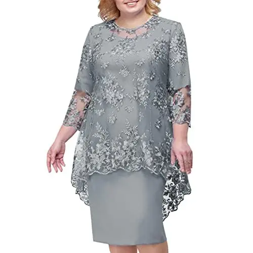 Produktbild: Dislsokrhov Damen Elegant Abendkleid Sexy Prinzessin Brautjungfer Kleid Rückenfrei Abschlusskleid Ballkleid Strandkleid Frauen Tunika Abiballkleider für Festlich Hochzeit Cocktail Party Grey,M