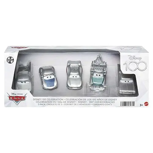 Produktbild: DISNEY Pixar Cars 5er-Pack - Lightning McQueen, Sally, Hook, Flo, Ramone, Platindekoration, Maßstab 1:55, für Kinder ab 3 Jahren, HPL98