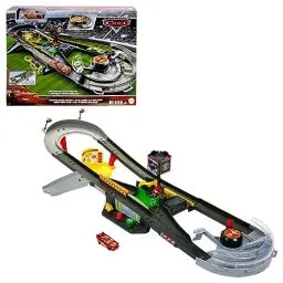 Produktbild: DISNEY Pixar Cars Piston Cup Action - Interaktives Rennstrecken Spielset, Beschleuniger, Boxengassen, Siegerpodest, Lightning McQueen Fahrzeug, für Kinder ab 4 Jahren, HPD81