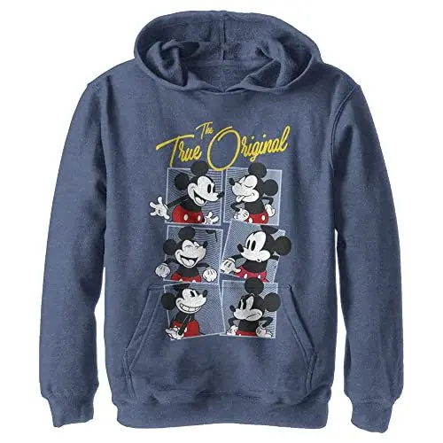 Produktbild: Disney Characters Boxed Mickey Boy's Hooded Pullover Fleece, Navy Blue Heather, Small