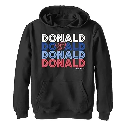 Produktbild: Disney Characters Retro Stack Donald Boy's Hooded Pullover Fleece, Black, Small