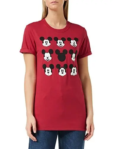 Produktbild: Disney Damen Mickey Mouse Face T Shirt, Rot (Cardinal Red Car), M EU