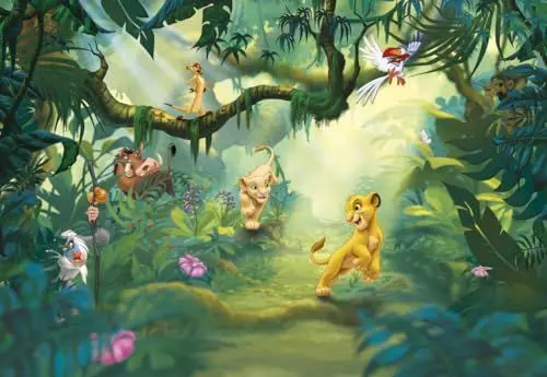 Produktbild: Disney Fototapete von Komar - LION KING JUNGLE - König der Löwen - Größe 368 x 254 cm (Breite x Höhe), Kinderzimmertapete, Simba, Kindertapete - 8-475
