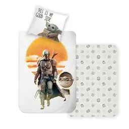 Produktbild: Disney Home Mandalorian Wendebettwäsche Set 135x200 - Kopfkissenbezug 80x80 - Super weiche Renforce 100% Baumwolle, 2-teilig Mandalorian Bettwäsche, Weich und angenehm auf der Haut