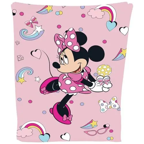 Produktbild: Disney Minnie Maus lustige Fleece-Decke, Überwurf, superweich, Bett-Zubehör, Geschenk für Mädchen, Rosa