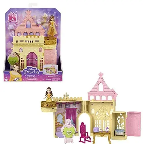 Produktbild: Disney Princess HPL52 - Disney Princess-Spielzeug, Belles Stapelschloss Puppenhaus-Spielset mit kleiner Puppe und 8 Teilen, inspiriert von dem Disney-Film, Reisespielzeug und Geschenke für Kinder