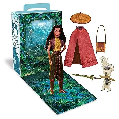 Produktbild: Disney Store Offizielle Raya Storybook Kollektion Puppe, Raya und der Letzte Drache, 29 cm, Mit der Ongis, 2 Outfits, Accessoires, Malbogen für Aktivitäten und Spiele, für Kinder ab 3 Jahren