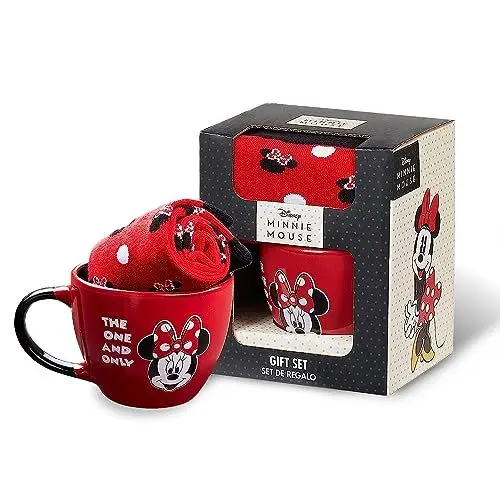 Produktbild: Disney Tasse und Socken Damen Set Stitch Geschenk Set (Rot Minnie)