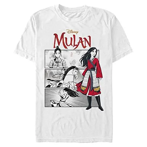 Produktbild: Disney Unisex Mulan: Live Action Mulan Comic Panels Organic Short Sleeve T-shirt, Weiß, L