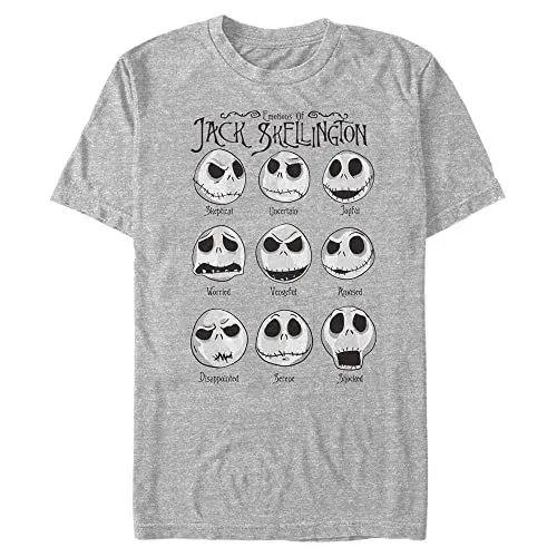 Produktbild: Disney Unisex Nightmare Before Christmas Jack Emotions Organic Short Sleeve T-shirt T-Shirt, Melange Grey, L