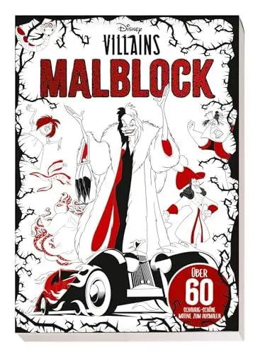 Produktbild: Disney Villains: Malblock: über 60 schaurig-schöne Motive zum Ausmalen: Cover mit Veredelung