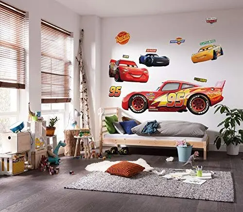 Produktbild: Disney selbstklebende und konturgeschnittene Vlies Fototapete von Komar - Cars XXL - Größe: 127 x 200 cm - Wandtattoo, Kinderzimmer, Jungen, Auto, Rennwagen