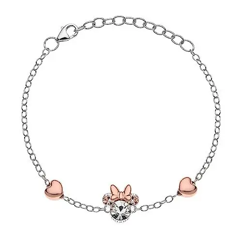 Produktbild: Disney-Armband aus Silber mit einer zentralen Figur die Minnie darstellt, Länge 13-18 cm (Brillantes Herz)