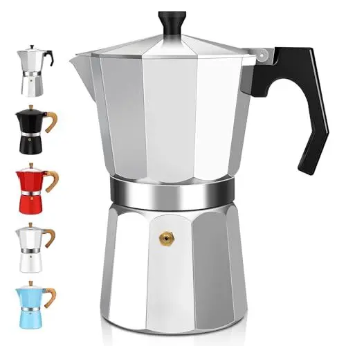 Produktbild: DITOSH 9 Tasse Aluminium Espresso Stovetop Moka Pot Express Kaffeemaschine Perkolator italienischen klassischen Mokka Kaffeemaschine für und kubanische Cafe Brauerei für Haus & Camping 450ml 15oz
