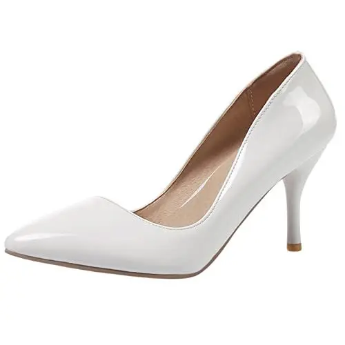 Produktbild: Diuniarza Damen Stiletto-Pump Pointed Toe Elegante Pump Ohne Verschluss Kleiderschuhe mit Hohem Absatz Solid Schuhe, 16083Uen Weiß Gr 44 EU