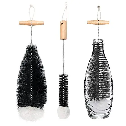 Produktbild: Diwoker Flaschenbürste für Glasflaschen Flaschenreiniger, 2 STK Reinigungsbürste Reinigung Flaschenreiniger für Glaskaraffe,Trinkflaschen,Babyflaschen,Sodaflaschen (Schwarz)