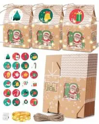 Produktbild: DIY Adventskalender zum Selber Befüllen Kinder : Bonus LED Adventskalender Tüten zum Befüllen Groß, Weihnachtskalender zum Befüllen Adventskalender Häuschen Adventskalender zum Befüllen Kinder